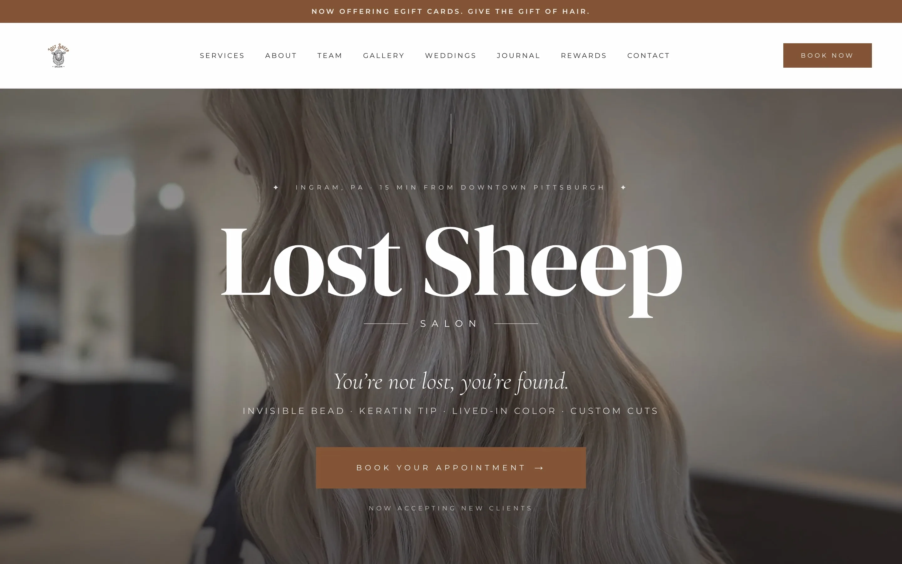 Lost Sheep Salon website, a live client site built by Kemmer Solutions
